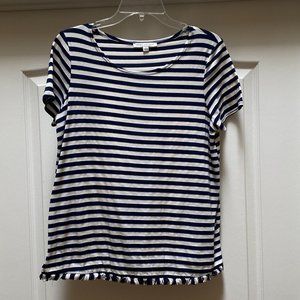 Blue/cream stripe shirt with fringe
